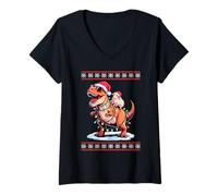 Donna Natale Pecora T-Rex Dinosauro Tirannosauro Rex Agnello Maglietta con Collo a V