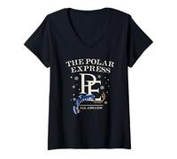 Donna Natale Polar Express all Aboard Maglietta con Collo a V
