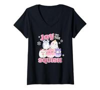 Donna Natale Squishmallows Joy To The Squish Maglietta con Collo a V