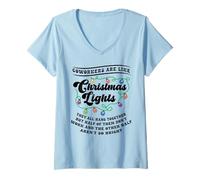 Donna Natale Ufficio Coworker Come Le luci Non funzionano Luminoso Maglietta con Collo a V