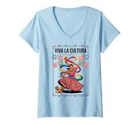 Donna National Hispanic Heritage Month Viva La Cultura Maglietta con Collo a V