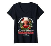 Donna National Lampoon's Christmas Vacation Hap-Hap-Happiest Maglietta con Collo a V