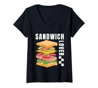 Donna National Sandwich Day Funny Fast Food Lover Ham And Cheese Maglietta con Collo a V