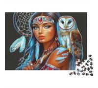 Donna Nativa Gufo Puzzle 1000 Pezzi per Adulti Gufo Saggio con Acchiappasogni Sacro Premium Robusto Vivace Stimolante Antistress Gioco Famiglia 70x50cm/1000pz
