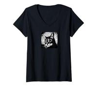Donna Nato per Amare I Gatti Maglietta con Collo a V