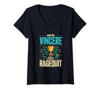 Donna Nato per Vincere Cresciuto A Pane E Ragequit Gamer Maglietta con Collo a V