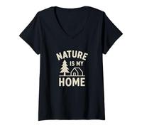 Donna Nature Is My Home - Design Wild Sanctuary Maglietta con Collo a V