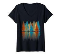 Donna Nature Reflection Forest Outdoor Wildlife Tree Lover Maglietta con Collo a V