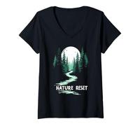 Donna Nature Reset Trekking Lento Natura Calma Maglietta con Collo a V
