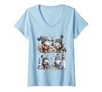 Donna Nautical GNOME for Women And Men Funny Lighthouse Keeper Maglietta con Collo a V