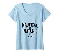 Donna Nautico per Natura Sailor Life Ocean Vibes Maglietta con Collo a V