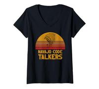 Donna Navajo Code Talkers Nativi Americani Giorno Navajo tribù Indiano Maglietta con Collo a V