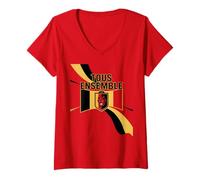 Donna Nazionale Belgio Cheer Pride Country Competition Partito Radice Maglietta con Collo a V