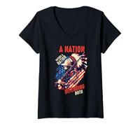 Donna Nazione all'interno della nazione che difende entrambi i nativi americani patrioti Maglietta con Collo a V