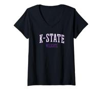 Donna NCAA Kansas State University Wildcats - RYLKSU07 Maglietta con Collo a V