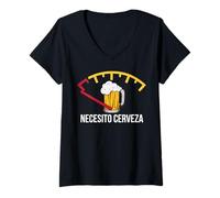 Donna Necesito Cerveza Funny Quote Saying Spanish Beer Lover Maglietta con Collo a V