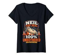Donna Neil The Seal 100 Percent Unbothered Funny Neil The Seal Maglietta con Collo a V