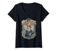 Donna Neil The Seal Tasmania Traffic Cone Menace Maglietta con Collo a V