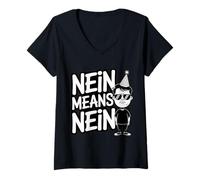 Donna Nein Means Nein 9th Birthday Funny Girls Boys Kids Maglietta con Collo a V