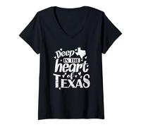 Donna nel Profondo del Cuore del Texas Stato degli Stati Uniti degli Stati Uniti Maglietta con Collo a V