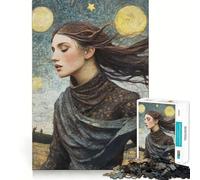 Donna nella notte stellata - Puzzle da 1000 pezzi per adulti - Allenamento mentale divertente - Componenti robusti e ben definiti - Attività rilassante per una pausa mentale (38x26cm)