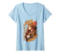 Donna Nella Sinfonia del Valore Art Nouveau Valkyrie Maglietta con Collo a V