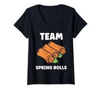 Donna Nem Food Funny Simple Quote Team Spring Rolls Maglietta con Collo a V