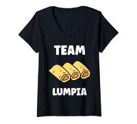 Donna Nem Food Funny Spring Roll Simple Quote Team Lumpia Maglietta con Collo a V