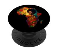 Donna Nera Mappa Africana Regina Afro Melanina Storia Nera PopSockets PopGrip Adesivo
