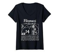 Donna Nerd Fibonacci Citazione Golden Spiral Algebra Matematica Insegnante Maglietta con Collo a V