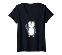 Donna Nerd Pinguino Maglietta con Collo a V
