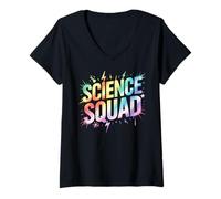 Donna Nerd Science Squad I Insegnante STEM Imparare Nerd Tech Lab Maglietta con Collo a V