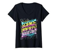 Donna Nerd Scienza Ora 99% MAGIA Free STEM Mamma Insegnante Impara Nerd Maglietta con Collo a V