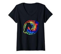 Donna Nerf Rainbow Tie-Dye Maglietta con Collo a V