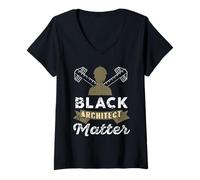 Donna Nero Architetto Matter Retro Vintage Architettura Presente Maglietta con Collo a V