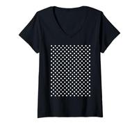 Donna Nero e Bianco Polka Dot Estetica Carino Grande Polkadot Maglietta con Collo a V