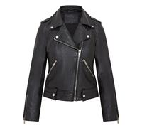 Donna Nero Giacca di pelle da Biker Stile Classico Donna Zip Brando Giacca