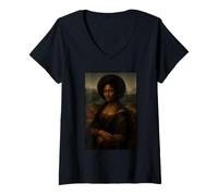 Donna Nero Mona Lisa Afro Nero Mona Lisa Maglietta con Collo a V