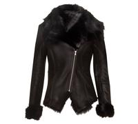 Donna Nero Montone Giacca da Motociclista pelle di Pecora Aviator Toscana Merino