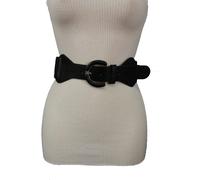 Donna Nero Paillettes Elasticizzato Moda Dressy Cintura Argento Fibbia Hip Alto