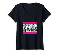 Donna Nessun essere umano è illegale - L'originale (Vintage Edition) Maglietta con Collo a V