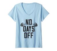 Donna Nessun Giorno di Riposo Bodybuilder Che Dice Barbell Maglietta con Collo a V