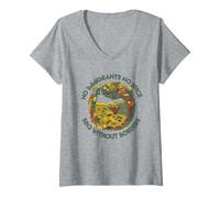 Donna Nessun immigrato No Spice BBQ Senza Frontiere Maglietta con Collo a V