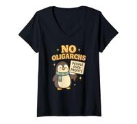 Donna Nessun oligarchi -profitti - Cute Penguin Maglietta con Collo a V