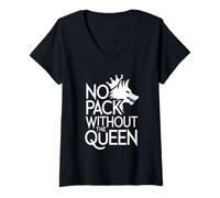 Donna Nessun Pacchetto Senza la Regina Alpha Wolf Fearless Alpha Girl Maglietta con Collo a V