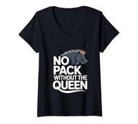 Donna Nessun Pacchetto Senza la Regina Alpha Wolf Fearless Alpha Girl Maglietta con Collo a V