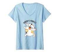 Donna Nessuno Purrrfect Funny Cat Pun Maglietta con Collo a V