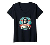 Donna “Nessuno tocchi Cuba”, Vintage Contro la Guerra Maglietta con Collo a V