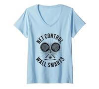 Donna Net Control Wall Smarts Padel Sport Atleta Giocatori di gioco Maglietta con Collo a V