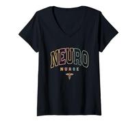 Donna Neuro Infermiera Trauma ICU Infermiera Neurologia Infermiera Neuroscienze Maglietta con Collo a V